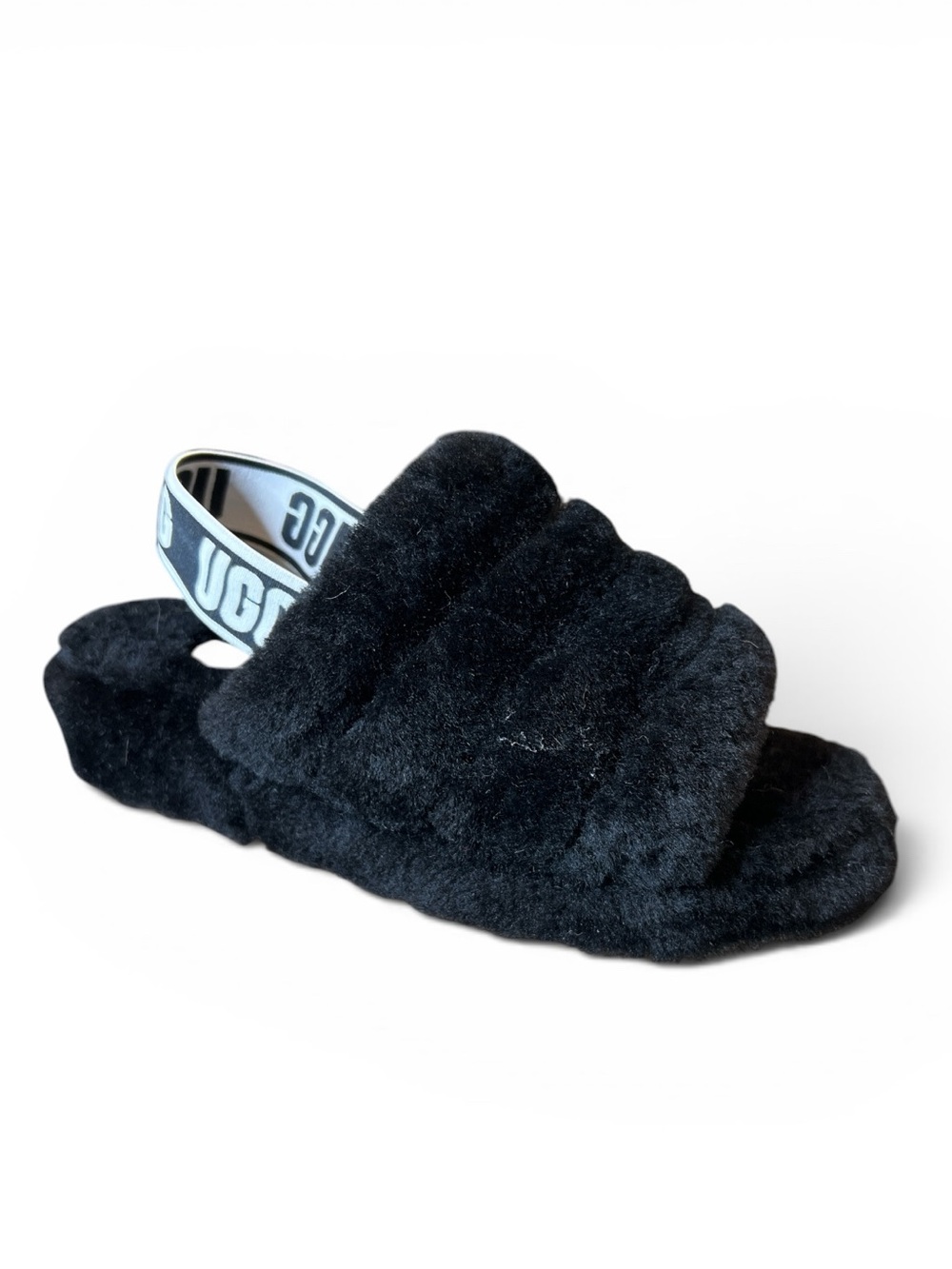 UGG Fluff Yeah Slide Size 7  
Slippers Shearling Black Fleece
House Shoes NEW